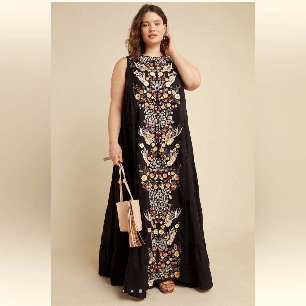 Anthropologie Embroidered Boho Maxi Dress NWOT